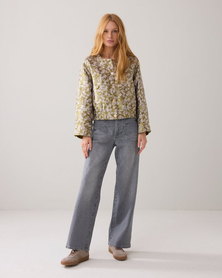 Jacket bomber leaves jacquard misty lime Summum Woman