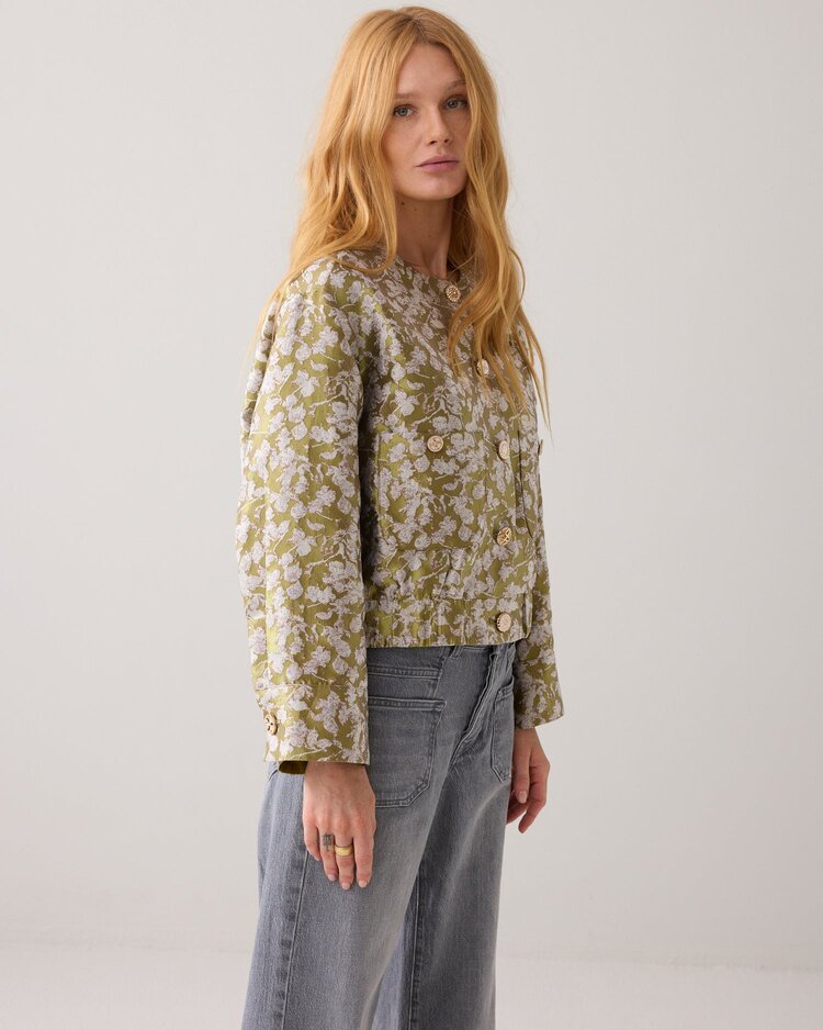 Jacket bomber leaves jacquard misty lime Summum Woman