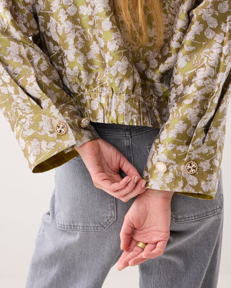 Jacket bomber leaves jacquard misty lime Summum Woman