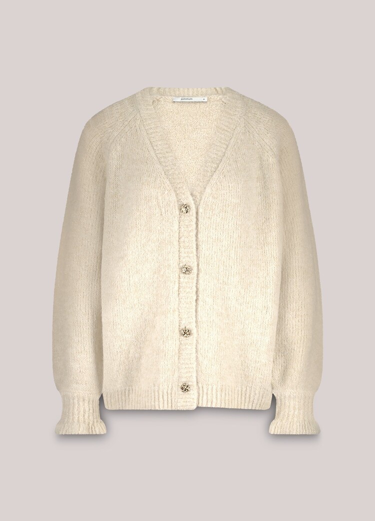Cardigan cozy melange knit ivory Summum Woman