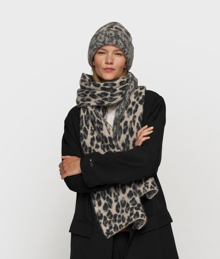 10DAYS Knit scarf leopard soft white melee 10Days