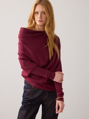 Sweater viscose blend knit merlot