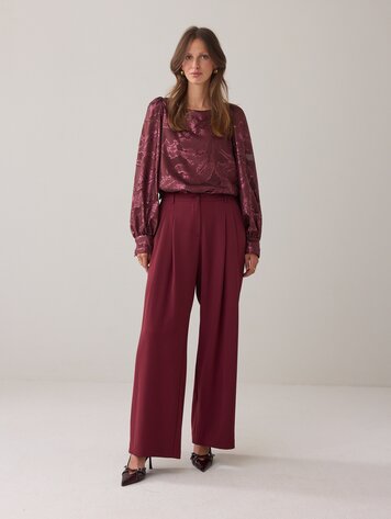 Trousers wide fluid merlot