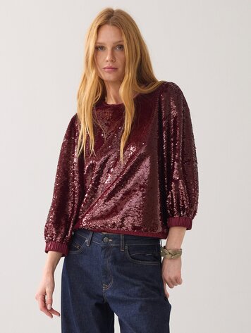 Summum Woman Top sequins merlot