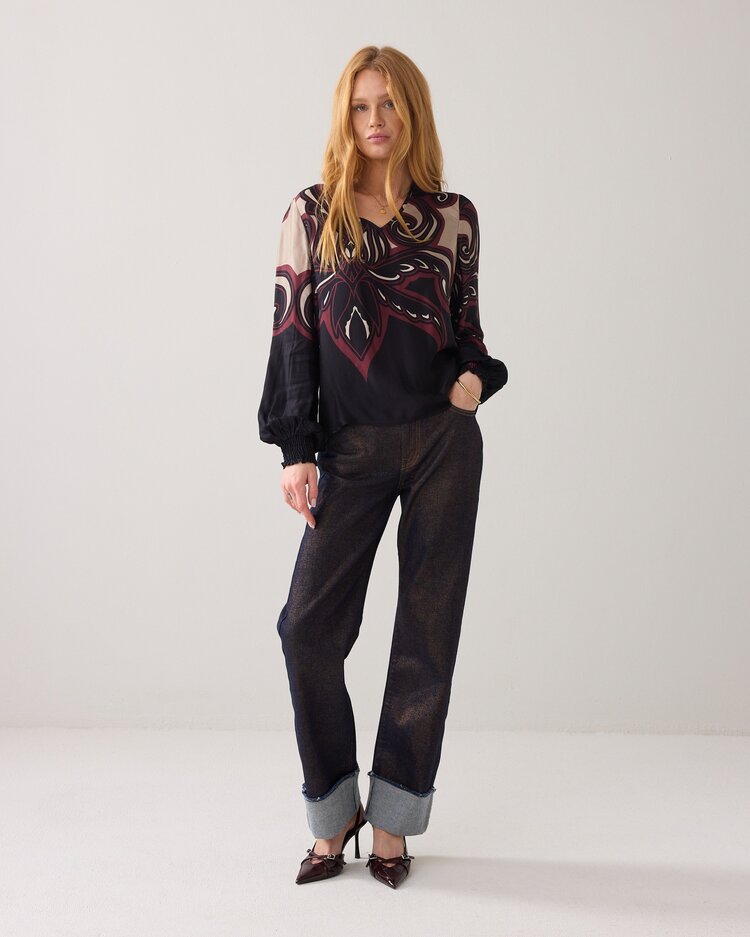 Summum Woman Top v neck ornament print multicolour Summum Woman