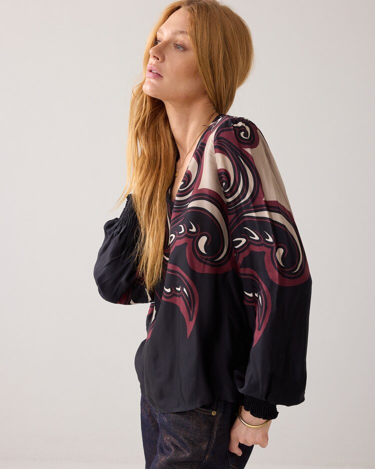 Summum Woman Top v neck ornament print multicolour Summum Woman