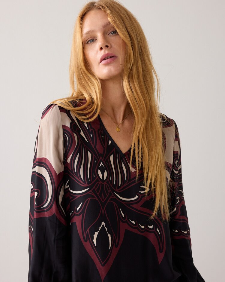 Summum Woman Top v neck ornament print multicolour Summum Woman