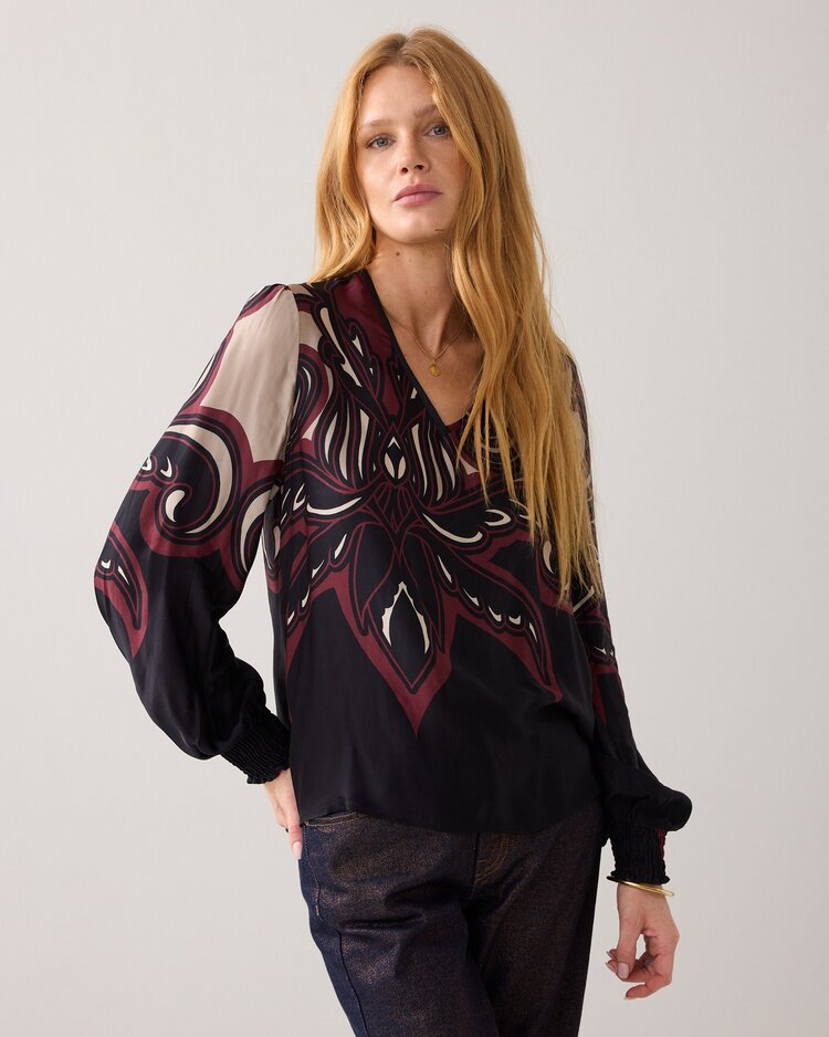 Summum Woman Top v neck ornament print multicolour Summum Woman