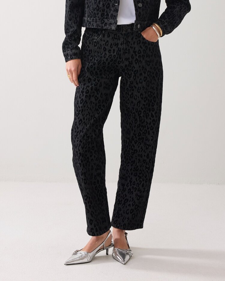 Summum Woman Jeans tapered black denim leopard Summum Woman