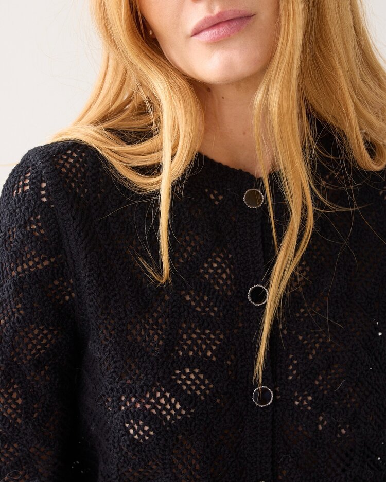 Summum Woman Cardigan macrame knit black Summum Woman