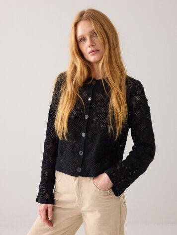 Summum Woman Cardigan macrame knit black