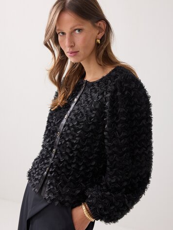 Summum Woman Jacket 3D flowerfluffy black