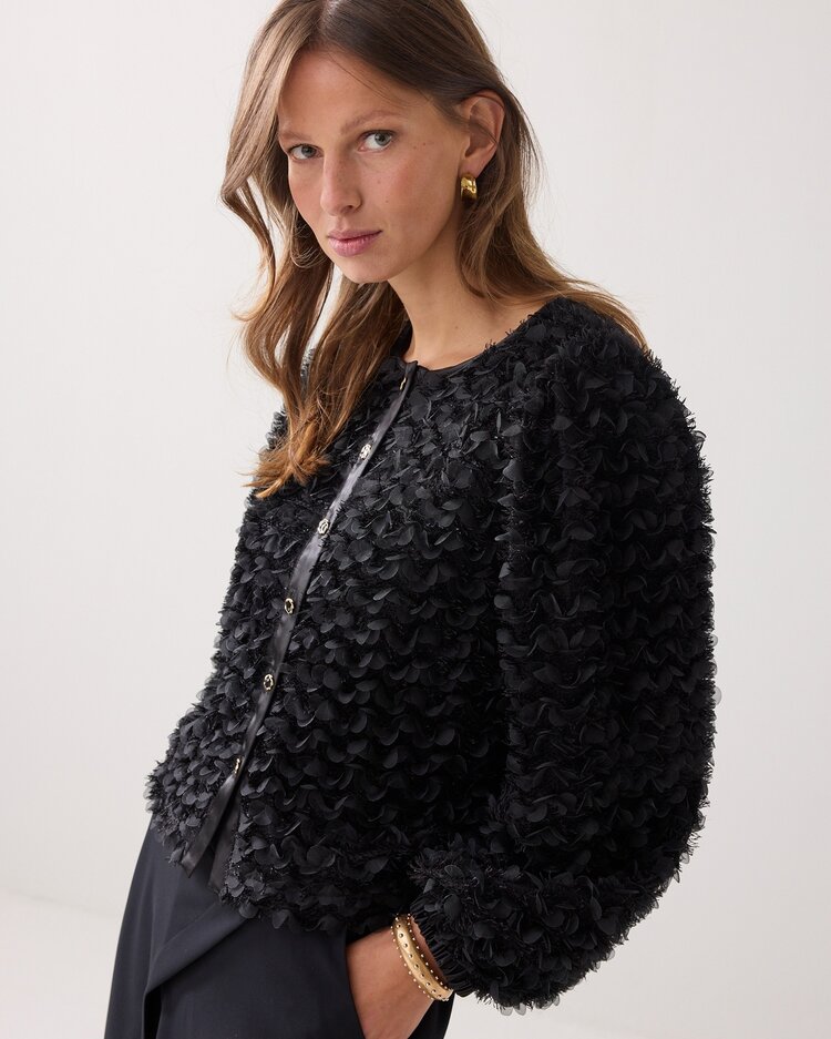 Summum Woman Jacket 3D flowerfluffy black Summum Woman