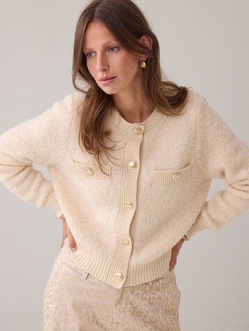 Cardigan boucle knit ivory