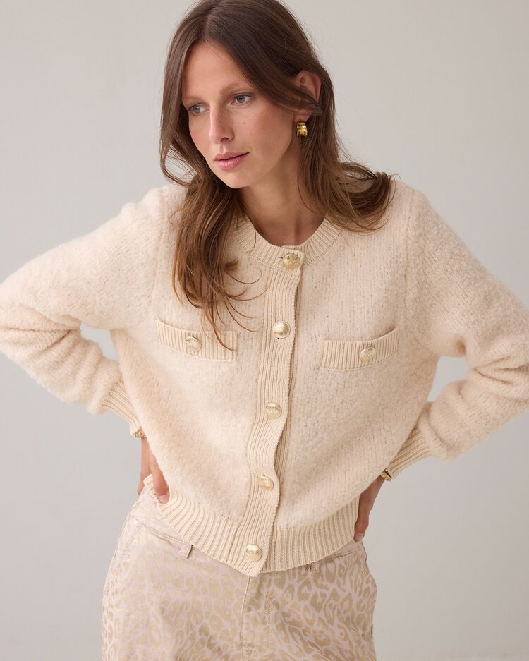 Summum Woman Cardigan boucle knit ivory Summum Woman