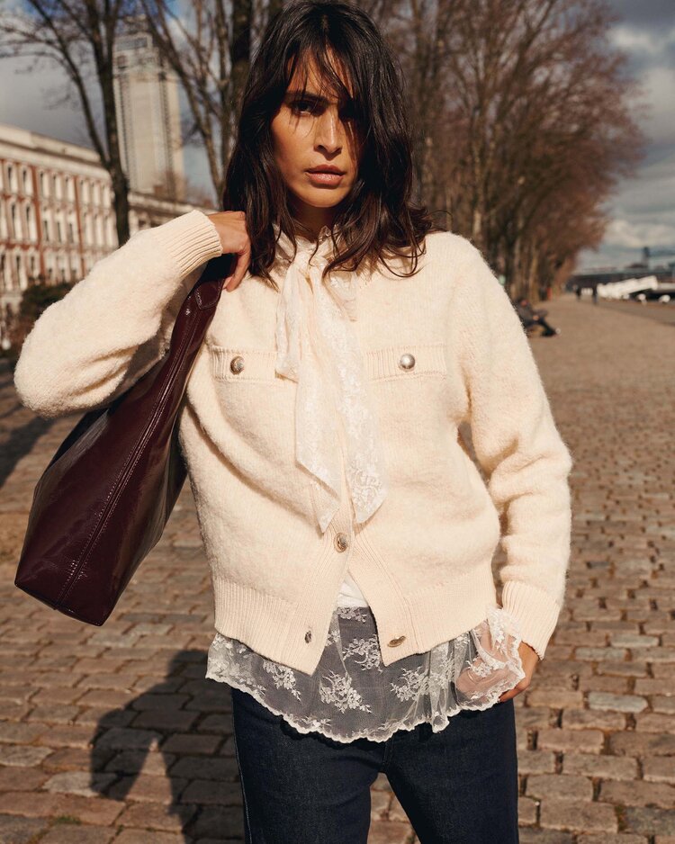 Summum Woman Cardigan boucle knit ivory Summum Woman