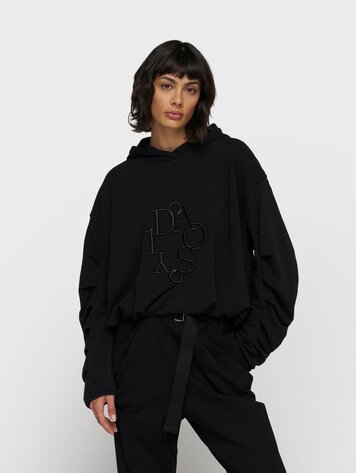 Pleated balloon hoodie black