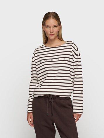 10DAYS Boat neck top stripes ecru/wine