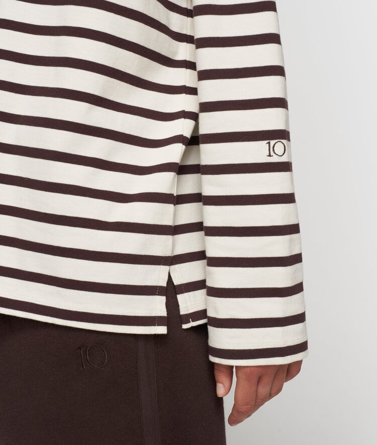 10DAYS Boat neck top stripes ecru/wine 10Days