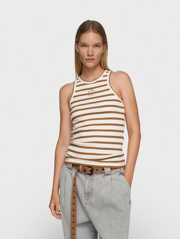 Tank top rib ecru/suede