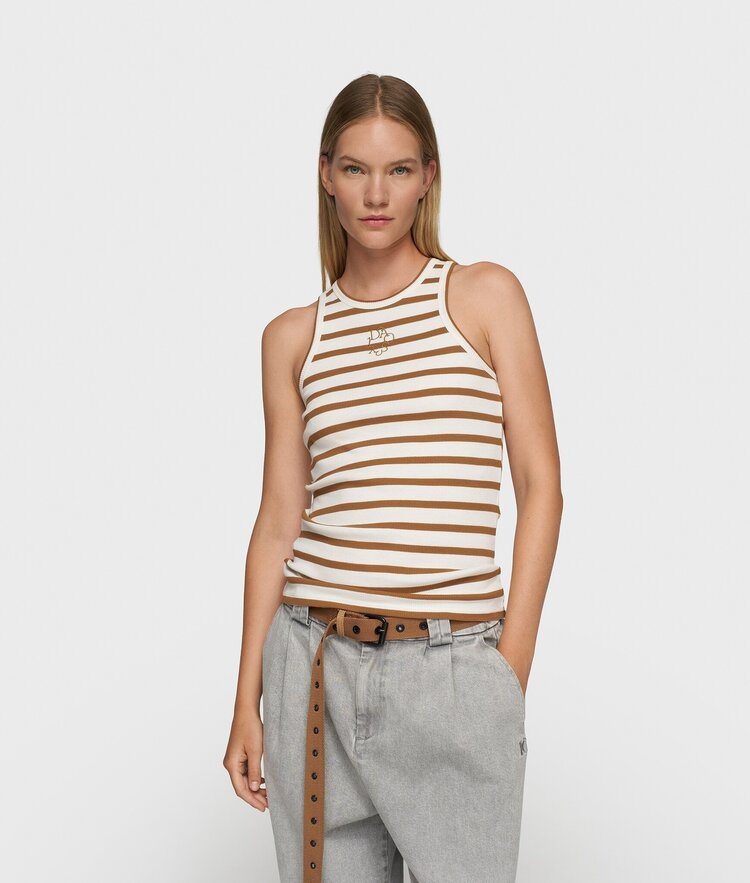 10DAYS Tank top rib ecru/suede 10Days