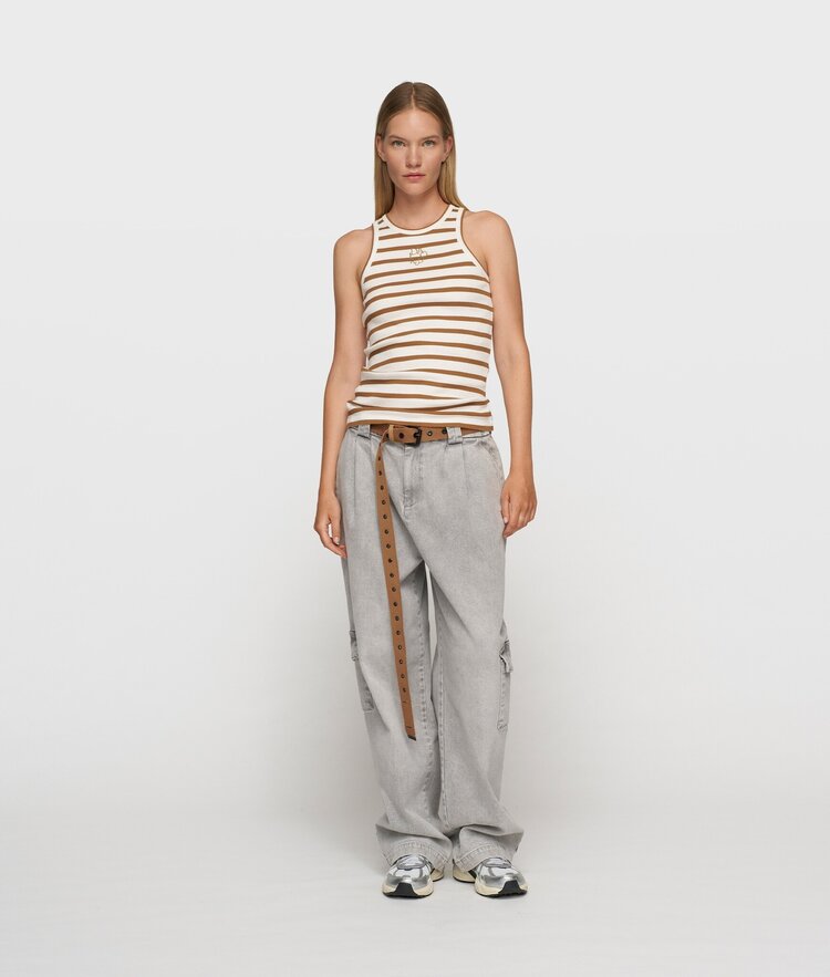 10DAYS Tank top rib ecru/suede 10Days