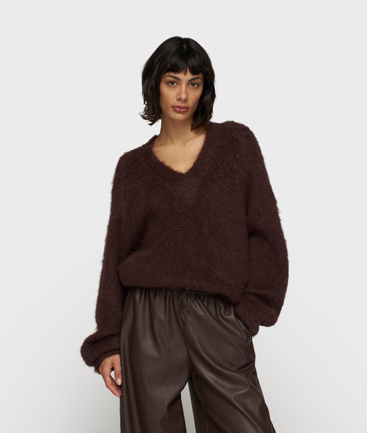 10DAYS V-neck knit sweater deep wine 10Days