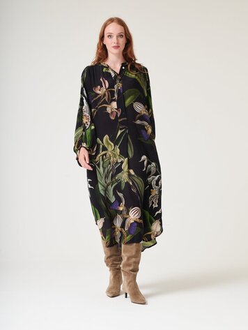 One Hundred Stars Crepe Darcy Dress Orchid Black
