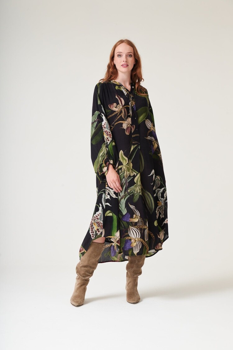 Crepe Darcy Dress Orchid Black One Hundred Stars