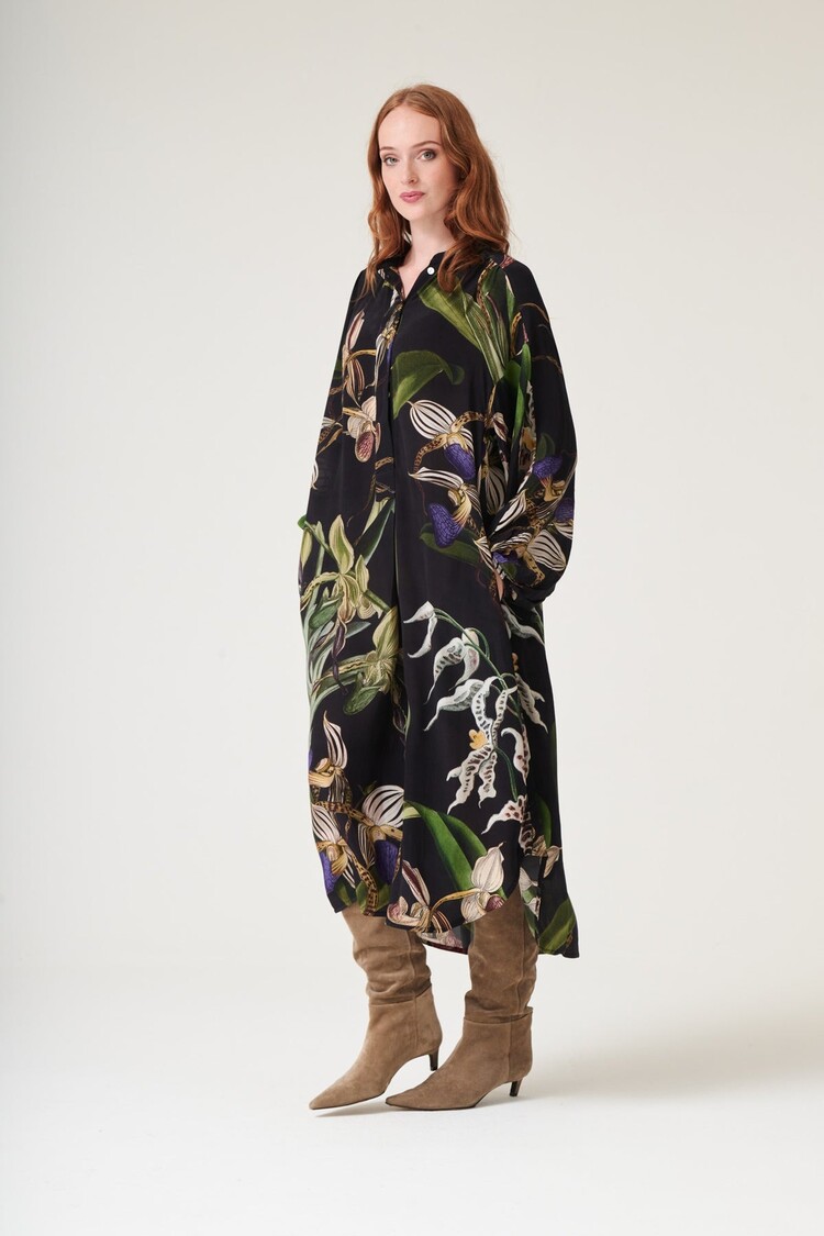 Crepe Darcy Dress Orchid Black One Hundred Stars