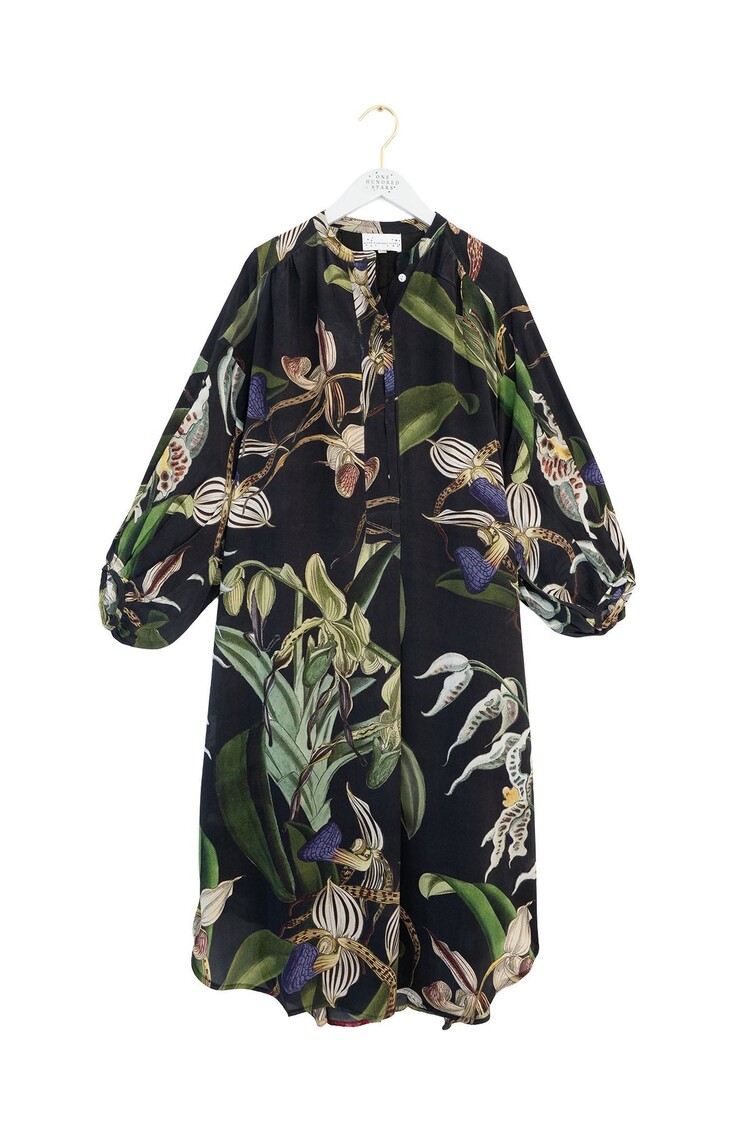 Crepe Darcy Dress Orchid Black One Hundred Stars