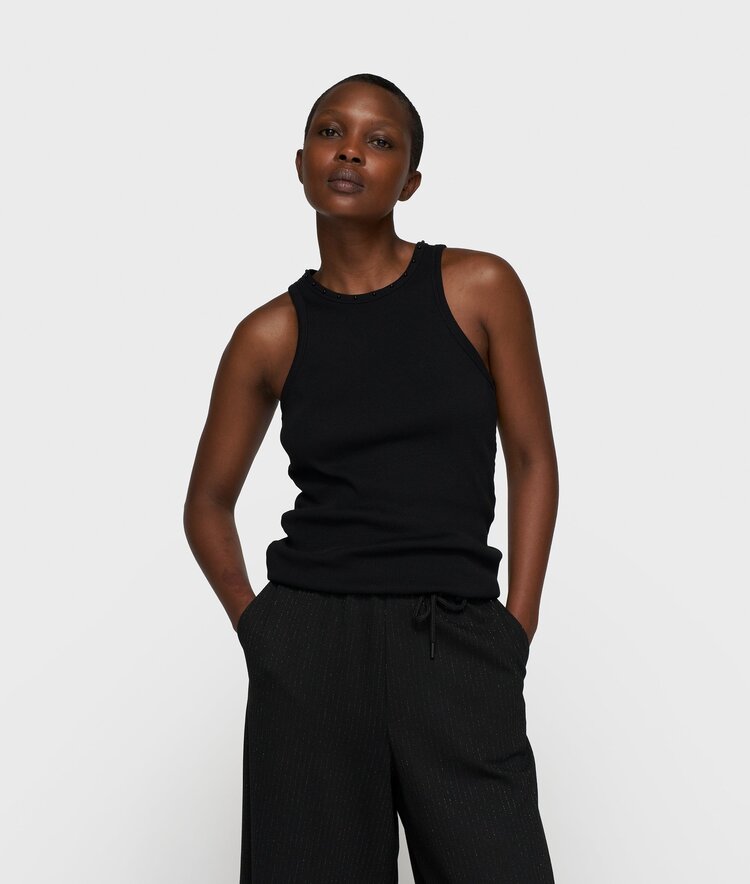 10DAYS Tank top pearls black 10Days