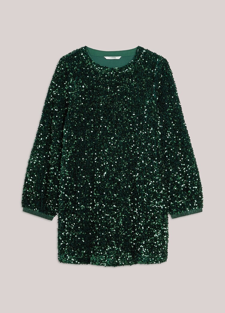 Summum Woman Dress sequins velour emerald green Summum Woman