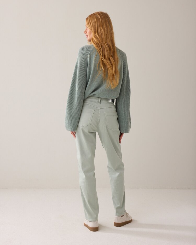 Summum Woman Pant tapered stretch twill eucalyptus Summum Woman