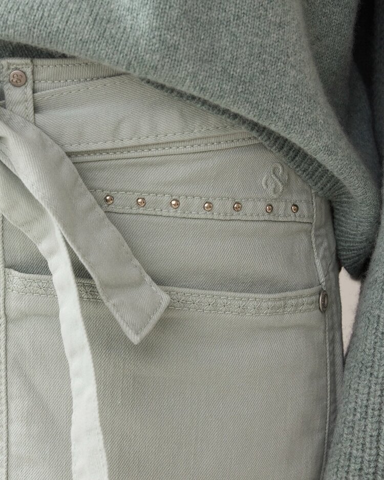 Summum Woman Pant tapered stretch twill eucalyptus Summum Woman