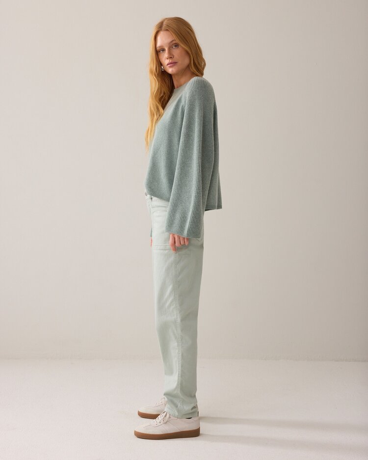 Summum Woman Pant tapered stretch twill eucalyptus Summum Woman