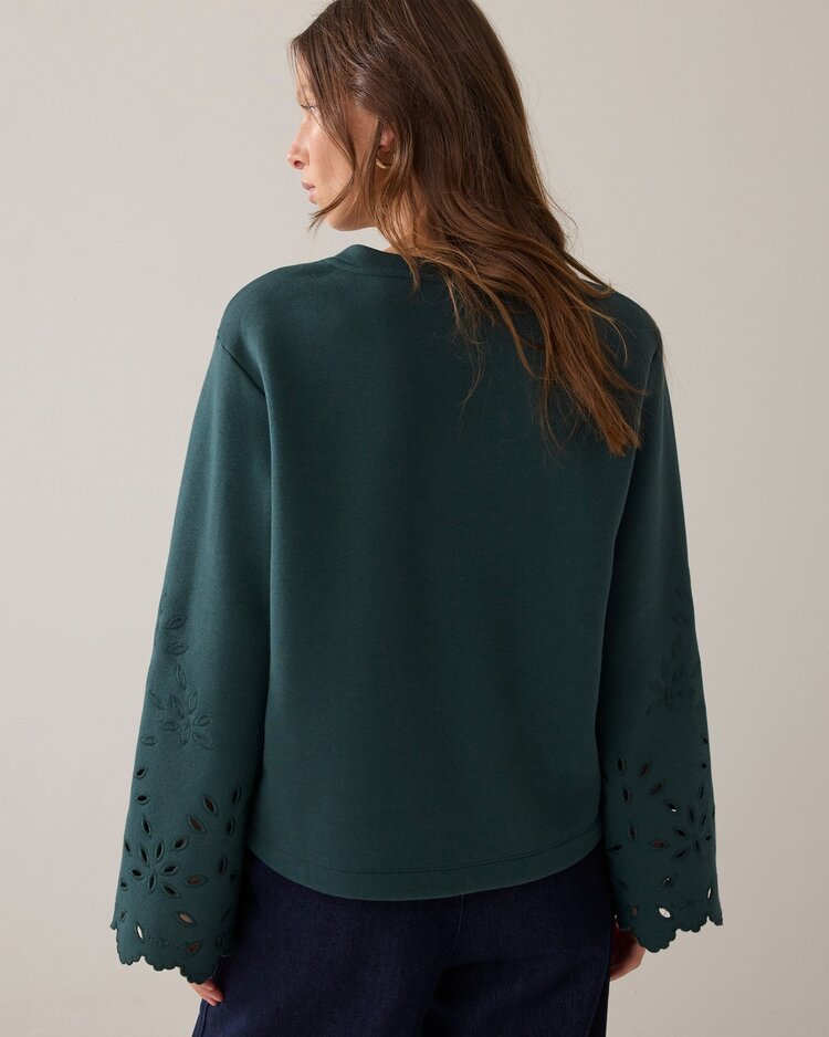 Summum Woman Top embroidered sleeve emerald green Summum Woman