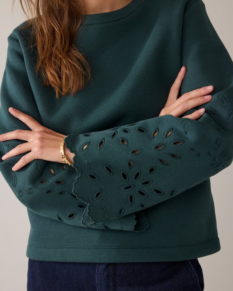 Summum Woman Top embroidered sleeve emerald green Summum Woman