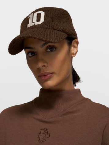 Knit baseball cap dark truffle