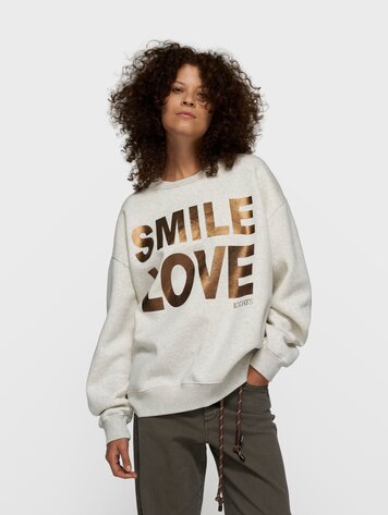 10DAYS Statement sweater smile love soft white melee