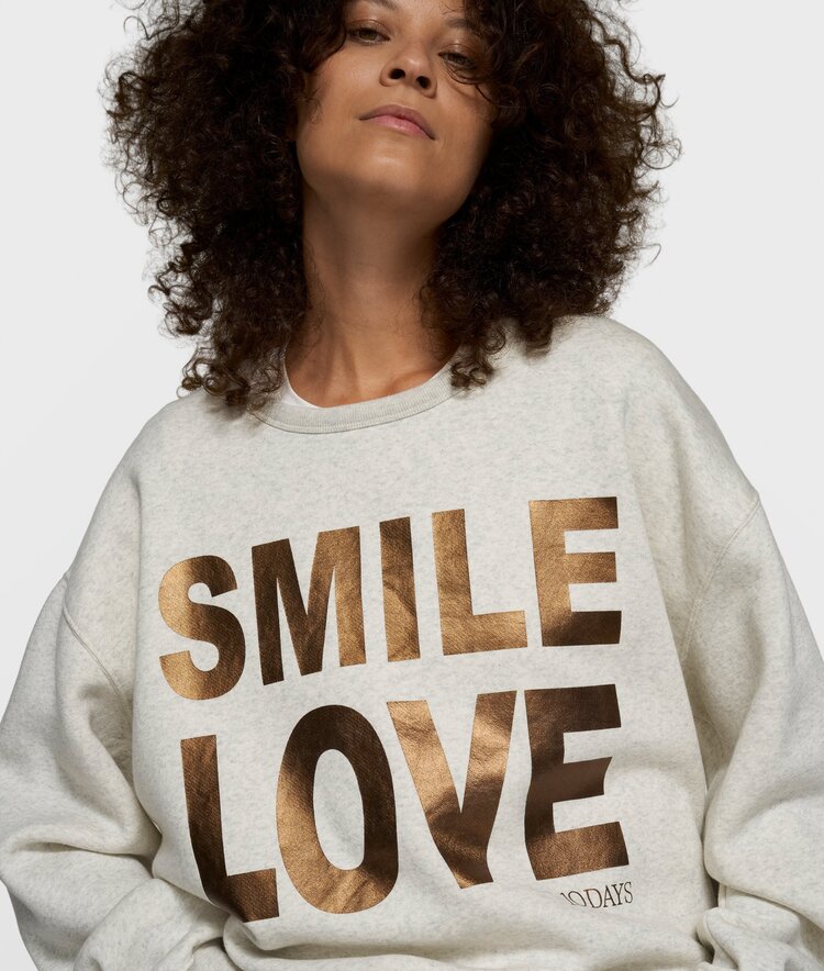 10DAYS Statement sweater smile love soft white melee 10Days