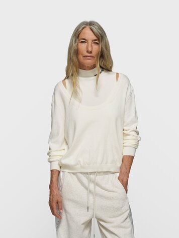 10DAYS Deep neck knit sweater ecru