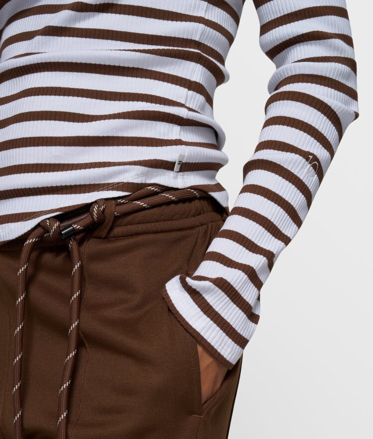 V-neck ballet top stripes white/dark truffle 10Days