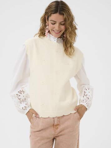 Cream Avie knit slipover whisper white