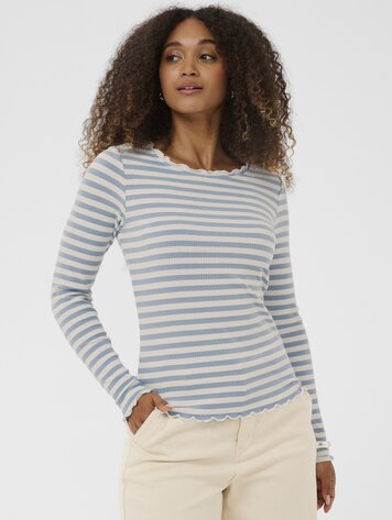 Cream Ribba stripe longsleeve cashmere blue