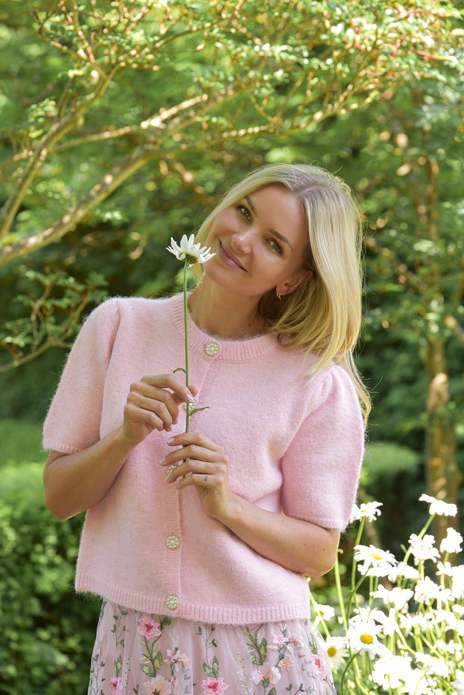 Lissy knit cardigan rose A-View - Maurits & Mulder