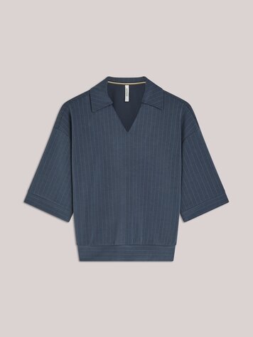 Summum Woman Top pinstripe scuba midnight blue