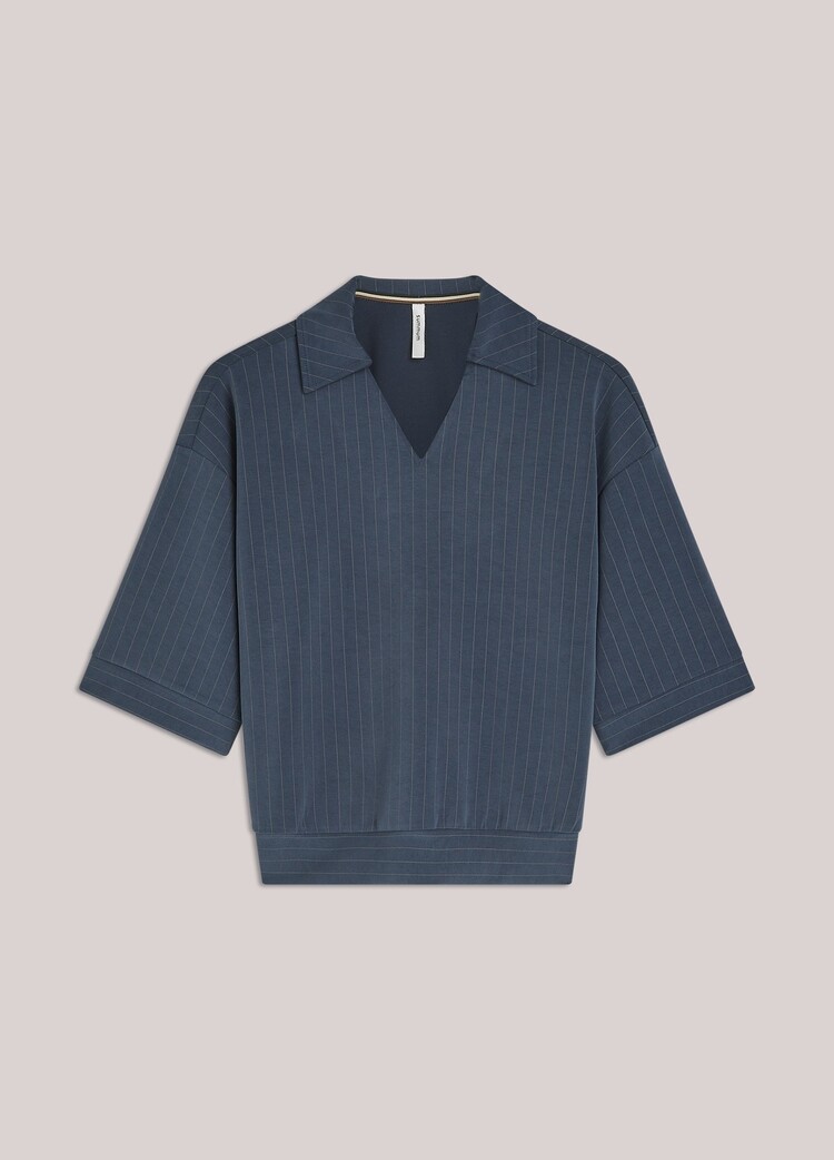 Summum Woman Top pinstripe scuba midnight blue Summum Woman