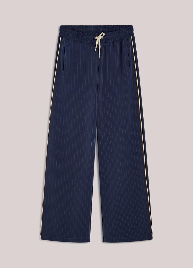 Summum Woman Trousers pinstripe scuba midnight blue Summum Woman