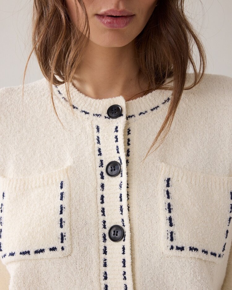 Summum Woman Cardigan frisee knit ivory Summum Woman